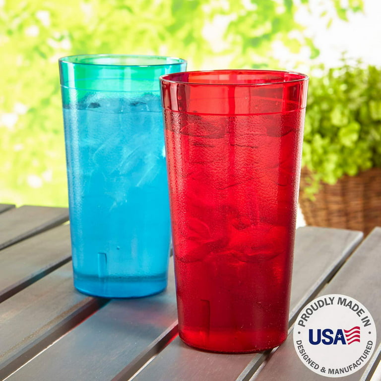 Plastic Cup Tumblers Drinkware Glasses - Break Resistant 20 oz. Kitchen  Restaurant High Quality Set of 16 in 4 Assorted Colors - Best Gift Idea By  Kryllic 