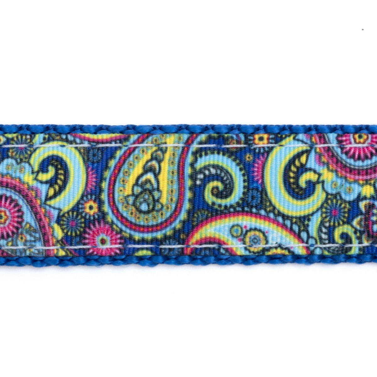 Country Brook Design® 3/4 inch Bright Paisley Ribbon on Royal Blue Nylon Webbing, 50 Yards