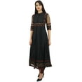 thumbnail image 1 of Phagun Tunique Noire en Filet Longue Anarkali Kurta Ethnique Kurti Blouse Robe - 10, 1 of 1