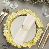 24pcs 13" Chargers Plate Round Gold Salad Reef Plate for Wedding Dinner Decor