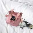 thumbnail image 2 of Women's Mini Canvas Bucket Bag Casual Letter Patch Crossbody Tote With Adjustable Strap Cute Portable Bucket Bags Square Handbag Everyday Bag Mini Travel Shoulder Bag, 2 of 3
