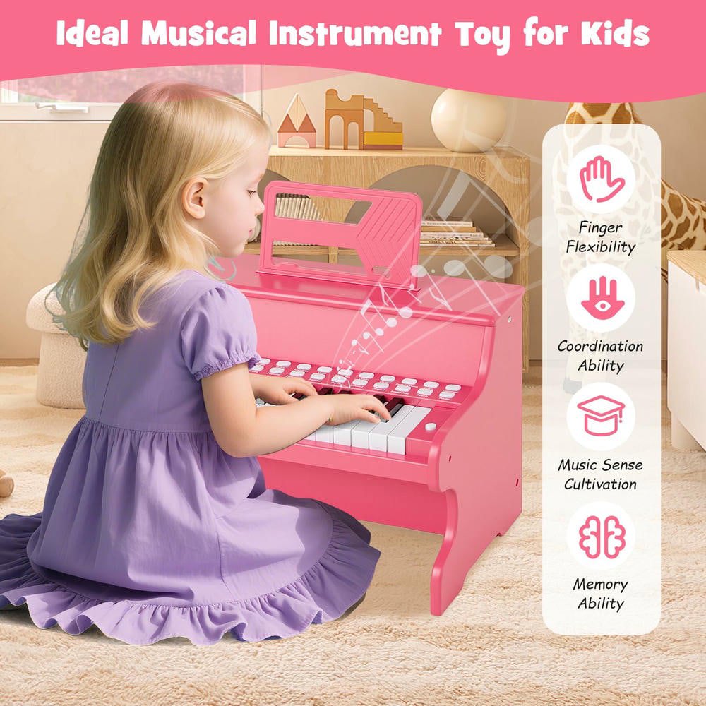 Resenkos 25-Key Kids Piano with Teaching Mode & Speed Control - Pink