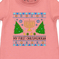thumbnail image 3 of Inktastic My 1st Chrismukkah Sweater Style with Menorah and Trees Baby Fleece Romper, 3 of 4