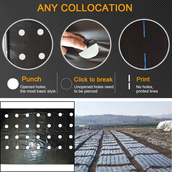 CHUANK Film Perforé d'Isolation en Plastique Paillis Économie d'Été 95*10 pour Patio Agricole et Jardin