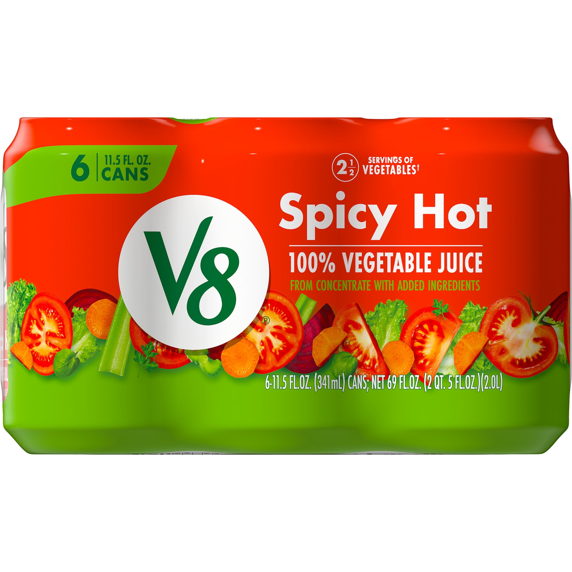 V8 Spicy Hot 100% Vegetable Juice Can 11.5 fl oz Pack of 6 Gluten