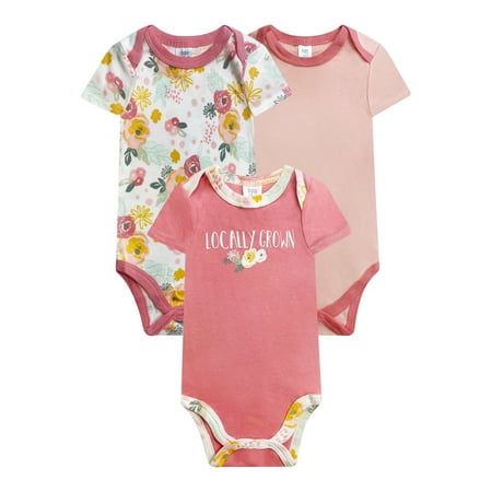 

Baby Kiss Baby Girl Bodysuits 3-Pack Short Sleeve Newborn-9 Months