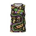 thumbnail image 2 of Easygdp Mardi Gras3 Men's Mesh Basketball Jersey Quick Drying Sleeveless Shirts Fitted Muscle Tank Tops Sport Round Neck T-Shirt - Large, 2 of 9