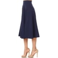 thumbnail image 2 of Women's Solid Basic Casual Elastic Waist A-line Flared Midi Skirt S-3XL, 2 of 7
