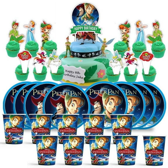 Peter Pan Birthday Cups Party Supplies Plates Fans Decorations Cake Topper Decor