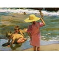 thumbnail image 2 of Sorolla, Joaquin 24x19 Black Ornate Wood Framed with Double Matting Museum Art Print Titled - Children at the Seashore, 2 of 4