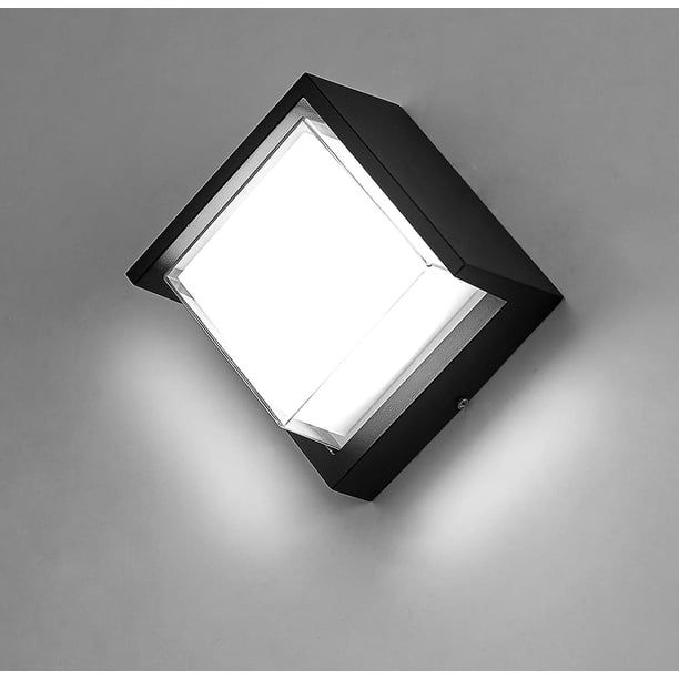 Aplique LED de pared moderno para exteriores, impermeable, de aluminio y acrílico, blanco frío (cuadrado, blanco frío).