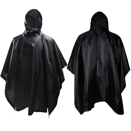 Hooded Rain Poncho Camo Military Emergency Raincoat for Adult Men & Women