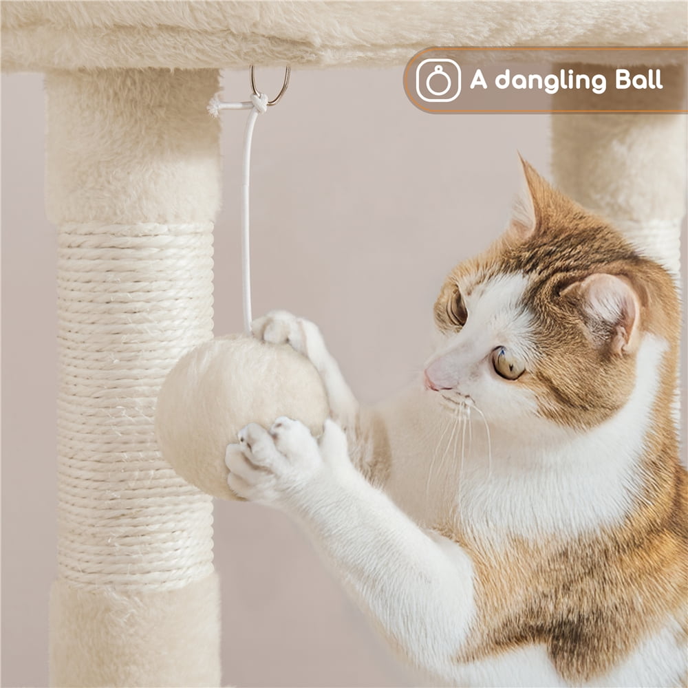 Yaheetech 42″H Big Condo Cat Tree with Scratching Post for Kittens, Beige