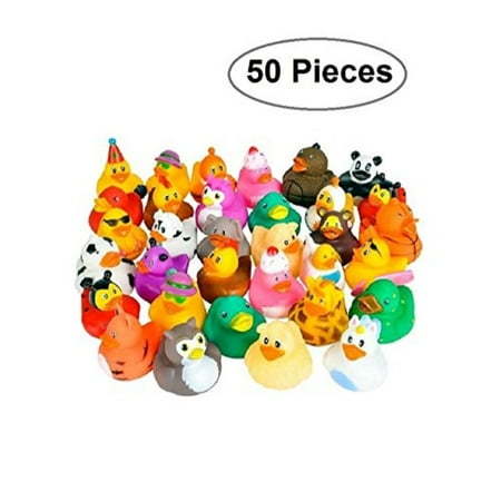 rubber ducks -50 assorted pieces-2 inch - for kids, party favors, gift, birthdays, baby showers, baby bath toys, bath time, easter party favors, and more - kidsco