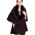 thumbnail image 1 of LinYooLi Women's Faux Fur Collar Shawl Wrap Fashionable Solid Color Poncho Cape Open Front Cardigan for Fall Winter 2022, 1 of 4