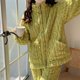thumbnail image 2 of PLUS SIZE Jacquard Flannel Pajamas Set Sleepwear Autumn Winter Coral Fleece Loungewear Trouser Suits Loose Women Home Clothes, 2 of 3