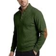 thumbnail image 5 of UDAUDU Men's Knitted Sweatshirt Casual Outdoor Long Sleeve with Elbow Patches Stand Collar Pullover Sweatshirt Button Quarter Sweater Army Green XL, 5 of 6