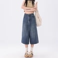 thumbnail image 2 of Women’s Vintage Cropped Denim Jeans, High Waisted Loose Straight Leg Wide Pants, Casual Relaxed Fit Jean Trousers, 2 of 8