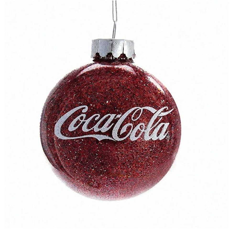 Authentic Coca Cola Coke Glitter Ball Christmas Ornament New with Box