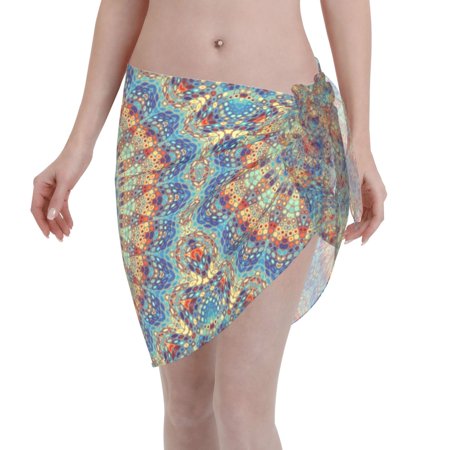 Adobk Women Beach Sarong Bathing Suit Round Mandala Print Wrap Skirt Sheer Bikini Swimsuit Cover Ups For Swimwear