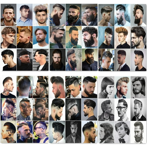 6 PCS Classic Men's Hairstyles Wall Art Posters and Prints Barber Shop Wall Decor Signboard Haircut & Shave Salon Hairdressing Canvas Print Art Painting A1