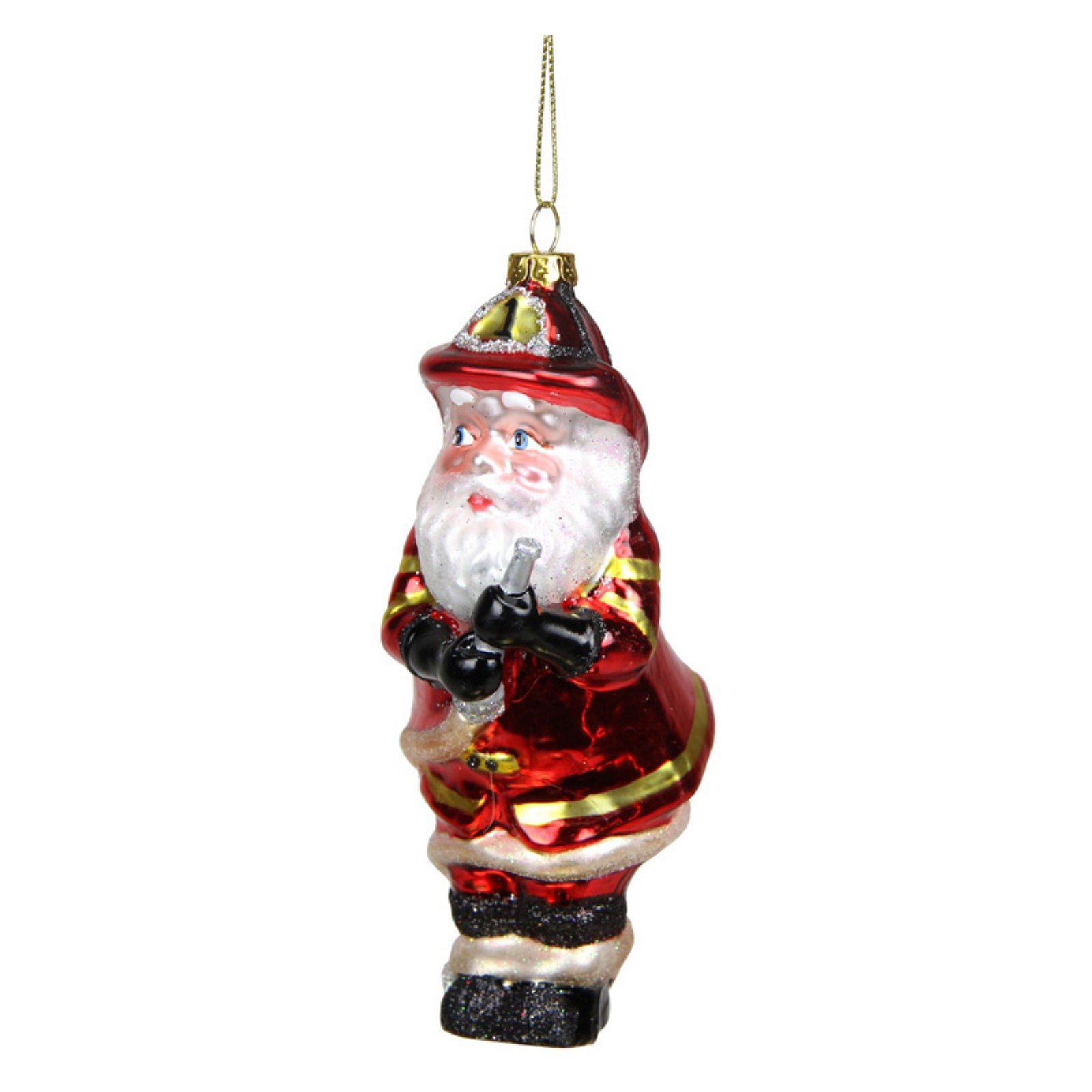 Santa Fireman glass ornament