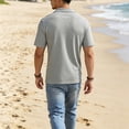 thumbnail image 5 of GrmtClth Mens Spread Collar Deep V-Neck Polo Shirt Casual Waffle Knit Short Sleeve Top Lightweight Breathable Textured Solid Color Summer Daily Wear Fashion Tops Light Gray 3XL, 5 of 5