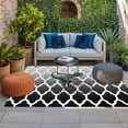 thumbnail image 2 of Morocco Black Outdoor Rug for Patio/Deck/Porch, Non-Slip Large Area Rug 5 x 7 Ft, Ombre Grey White Plaid Lattice Geometric Indoor Outdoor Rugs Washable Area Rugs, Reversible Camping Rug Carpet Runner, 2 of 8