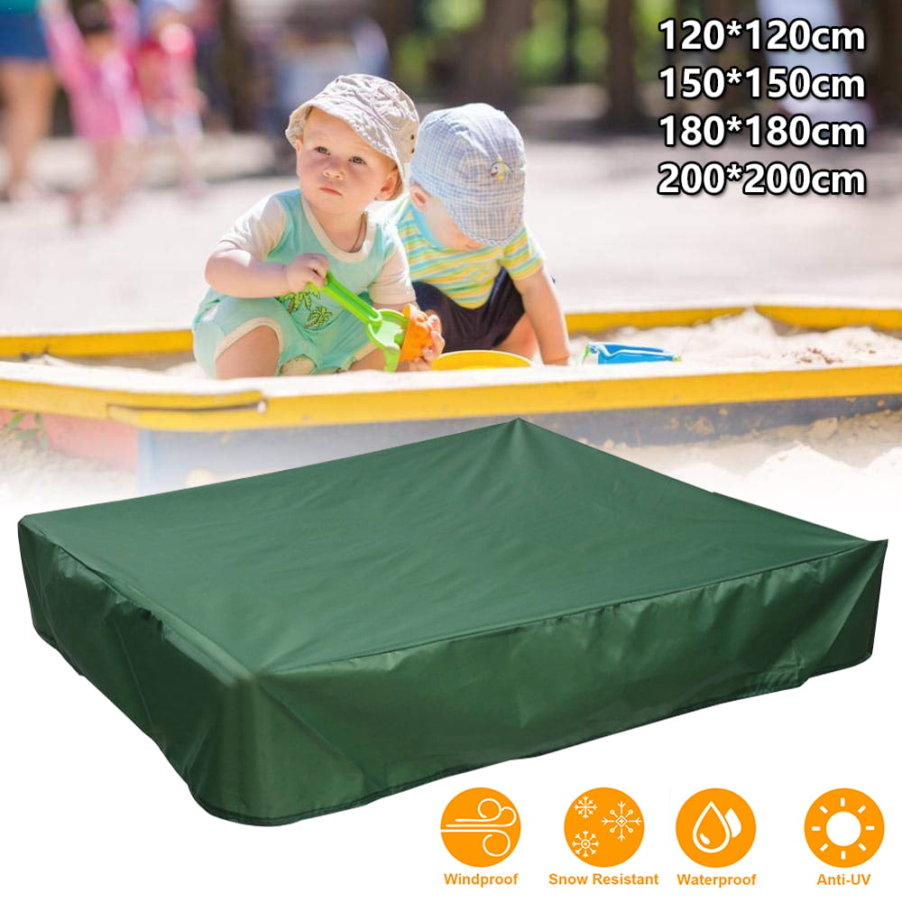 120120 cm, Black Oxford Cloth Sandbox Cover Pool Protective Cover for Sand Toys Adjustable Sandbox Cover with Drawstring Sandbox Cover Waterproof Square Protective Cover 