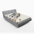thumbnail image 1 of Ambesonne Jellyfish Fitted Sheet, Boho Feather Shells Fish, Queen Size, Grey Beige Brown, 1 of 2