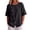Black, variant on Women's Short Sleeve Cotton Linen Button Down Shirt Slanted Hem Relaxed Fit Breathable Casual Work Top