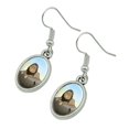 thumbnail image 2 of Lion on a Rock Novelty Dangling Drop Oval Charm Earrings, 2 of 3