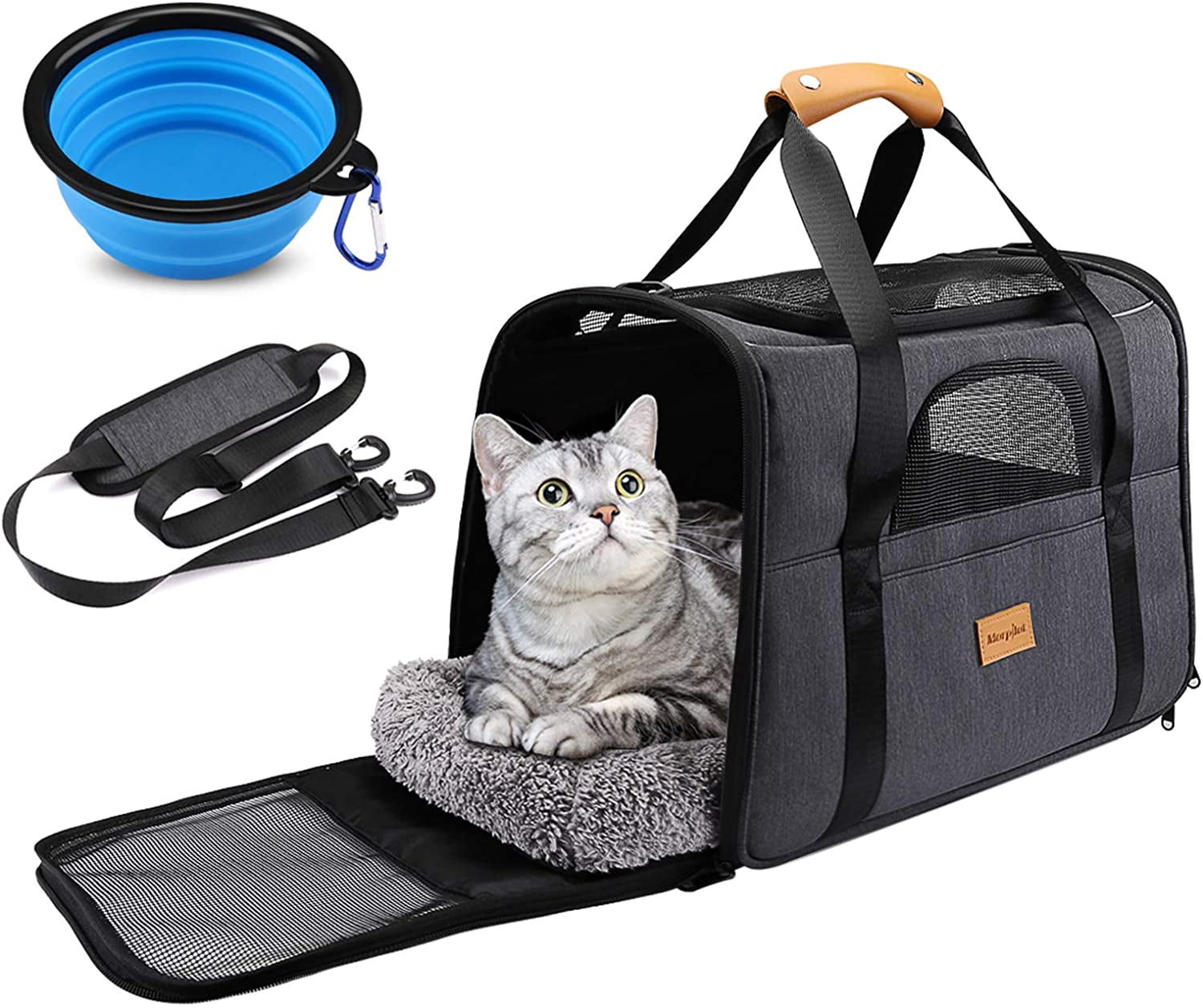 Pink Small Size MuchL Cat Carrier Airline Approved Pet Carrier Soft Sided Comfort Pet Travel Carrier for Kitty Cats Puppy Small Animals Portable Foldable Pet Travel Bag with 4-Windows Design 