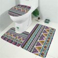 thumbnail image 2 of Colorful Geometric Triangle Diamond Pattern Bathroom Rugs Sets 3 Piece,Toilet Cover Set,Absorbent Non Slip Bathroom Mats Sets with U-Shaped Contour Rug Toilet Rug Set, 2 of 5