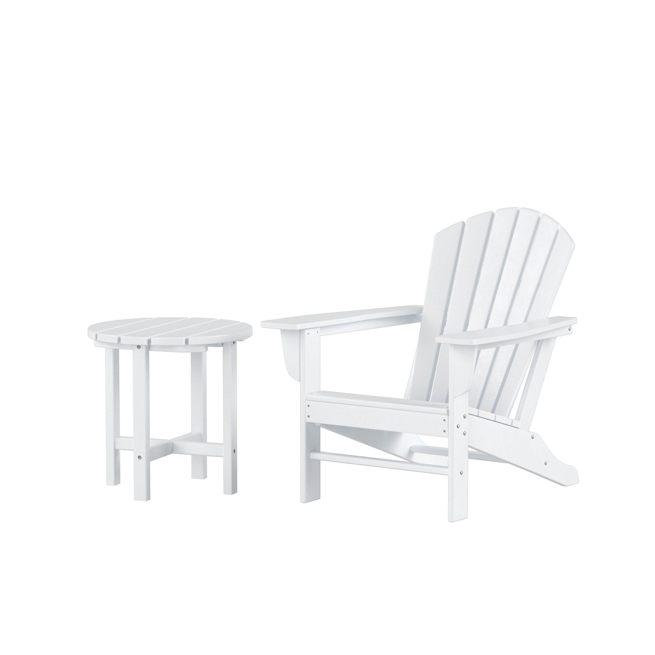 Westin Outdoor with Side Table HDPE Plastic Adirondack Chair - White (Set of 2) - image 2 of 5