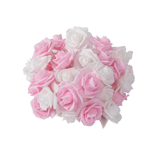Cadena de luces LED jinwen con rosas 300 cm flores artificiales decorativas para San Valentín rosa