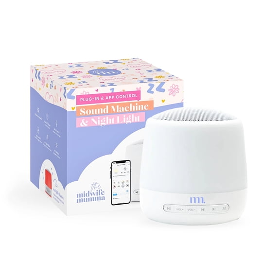 The Midwife Mumma Baby Sound Machine with Night Light, White Noise Machine for Baby Sleeping with 34 Soothing Sounds, Timer, App, Touch