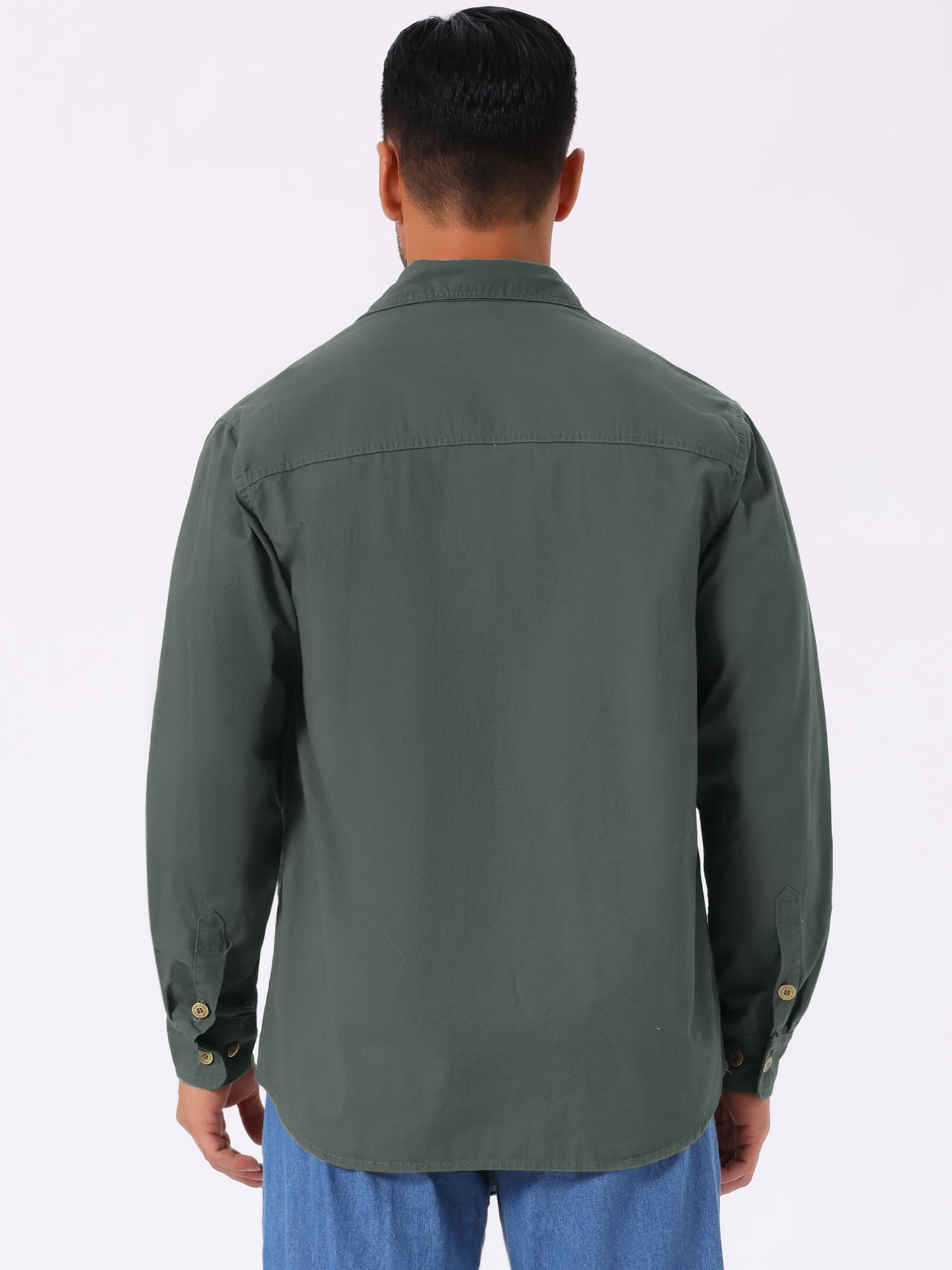 DARING DIVA Men's Casual Workwear Long Sleeve Button Down Hiking Shirts S Gray