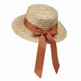 thumbnail image 3 of Women French Style Flat Top Bucket Hat For Summer Seaside Beach Casual Wear, Orange, 3 of 7