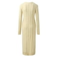 thumbnail image 4 of Ketyyh-chn99 Women's Knit Dresses Loose Dress Long Sleeve Knit Sweater Dress Winter Tunic Dresses Beige,S, 4 of 5