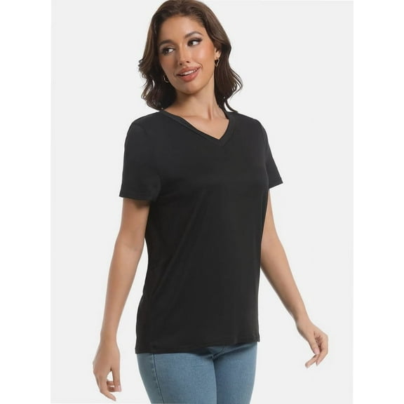 Womens Short Sleeve Round Neck Shirts Summer Top Fashion Basic Tee