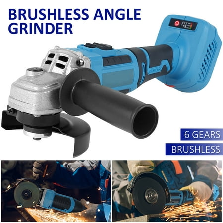 

Pcapzz Angle Grinder Cordless High Power Cut-Off Tool Kit Brushless Electric Grinding Machine 6 Gears Variable 100mm Compatible with Makita 18V Battery