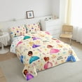 thumbnail image 3 of Manfei Western Kawaii Princess Queen Comforter Set,Cute Flowers Daisy Bedding Sets,Cartoon Castle Bedding Comforter Set For Girls Kids,Breathable Home Decor Reversible,3pcs, 3 of 8
