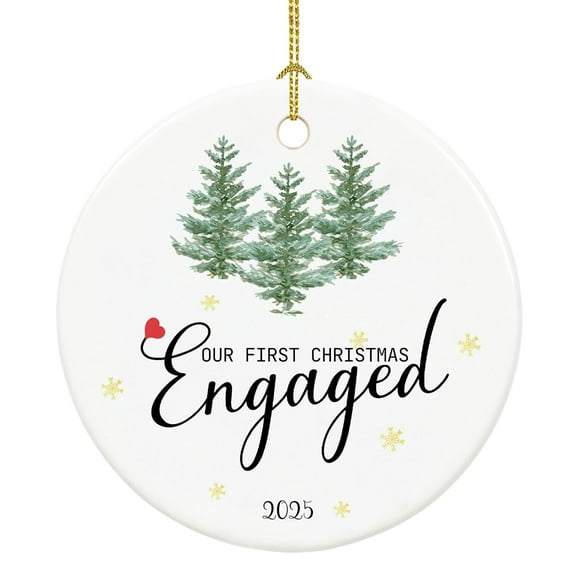 Ornament Engagement Ornament 2025, First holiday Engaged Ornament 2025, Engagement Gifts for Couples Ceramic Engaged Keepsake for Home and holiday Tree Decorations, 1PC