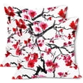 thumbnail image 2 of Spring Floral Pillow Covers 20x20 Inch Japanese Cherry Blossom Throw Pillow Covers Vintage Pink Flower Decorative Outdoor Pillowcase Cotton Linen Cushion Covers for Couch Sofa Bedroom Home (Pack of 2), 2 of 6