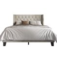 thumbnail image 3 of Home Design Medford Queen Tufted Upholstered Panel Bed with Wingback Headboard and Button Tufting, Warm Gray, Easy Assembly, 3 of 6