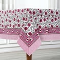 thumbnail image 2 of Ridhi - Sangria Red and Cerise Pink 60x60 Inch square Cotton indian hand block print tablecloth, 2 of 7