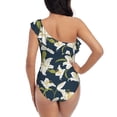 thumbnail image 6 of Yiaed Lilies Flowers Print Women One Piece Swimsuits Tummy Control One Shoulder Bathing Suits Pattern Ruffle Swimwear-X-Large, 6 of 8