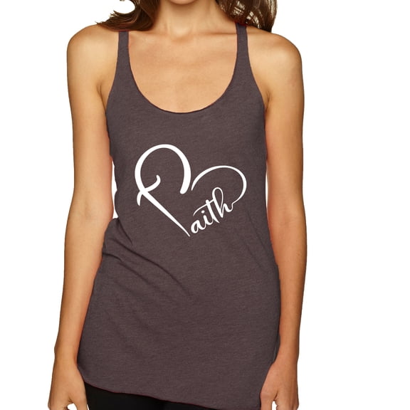 Wild Bobby Heart Made Of Faith Inspirational/Christian Women Tri-Blend Racerback Tank Top, Brown, Small