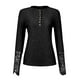 thumbnail image 5 of Moda mujer casual manga larga sólido o-cuello botón blusa camiseta damas tops Pompotops  gfhjh8980, 5 of 6